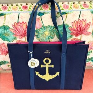 Spartina 449 Navy Tote with Gold Anchor
